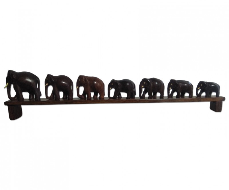 Rosewood Crafted 7 Elephant Bridge Figurine Souvenir for Gifting/ Home Decor
